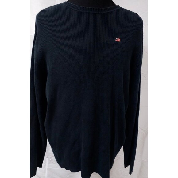 Ralph Lauren Polo Jeans Co Mens XL Blue Ribbed Long Sleeve Logo Flag Sweater - Picture 1 of 11